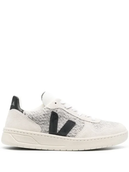 Sneakerși Veja V-10 cu șireturi din dantelă gri