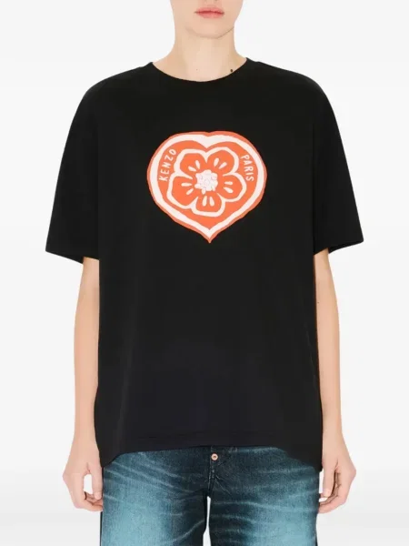 Тениска Kenzo със сърца черно