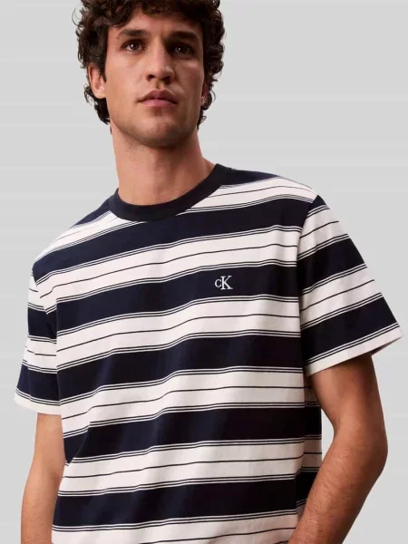 T-shirt Calvin Klein Jeans Ss Easy Jersey Stripe Crewneck Tee Dark Sapphire L granatowa