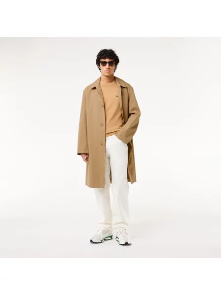 Lacoste Sweter Z Bawełny Organicznej Z Okrągłym Dekoltem beżowy