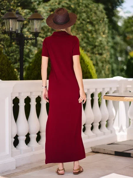 Сукня максі ISSA Plus комбінований верх бордовий