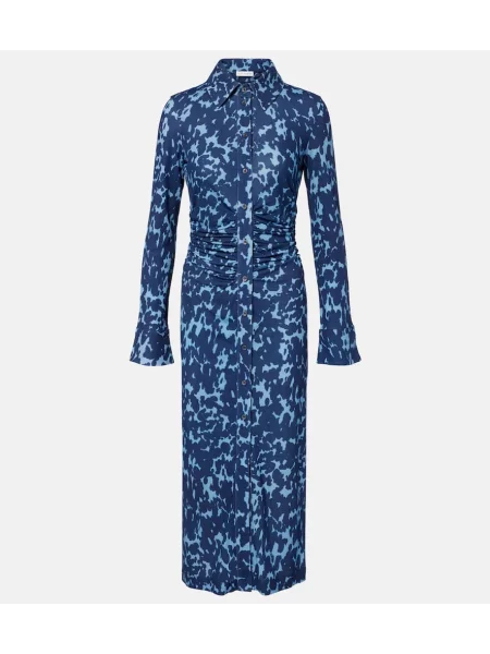 Sukienka koszulowa Altuzarra z nadrukiem z dżerseju garniturowa niebieska