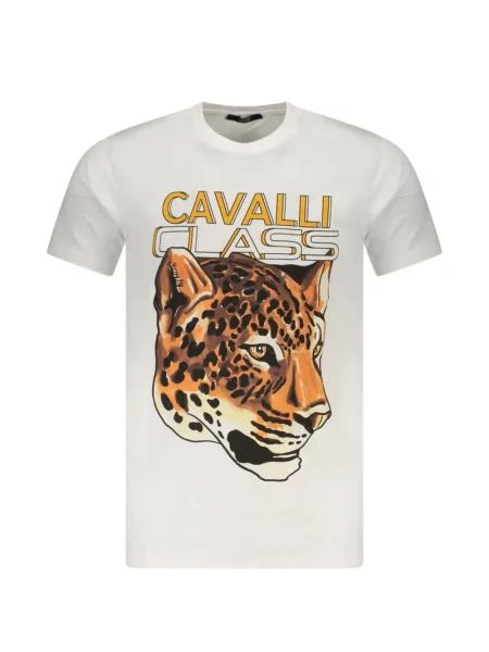 Tricou Cavalli Class cu imagine cu model leopard alb