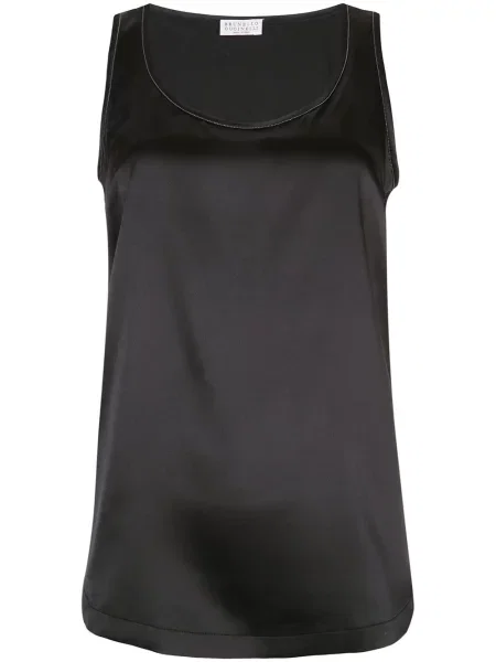 Bluzka Brunello Cucinelli z dekoltem w kształcie litery U czarna