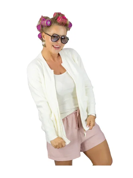 Cardigan Pri tricotate scurt alb