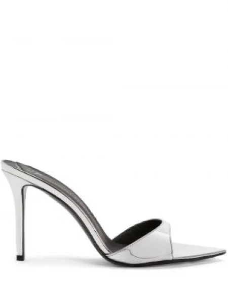 Papuci tip mules Giuseppe Zanotti din piele argintiu