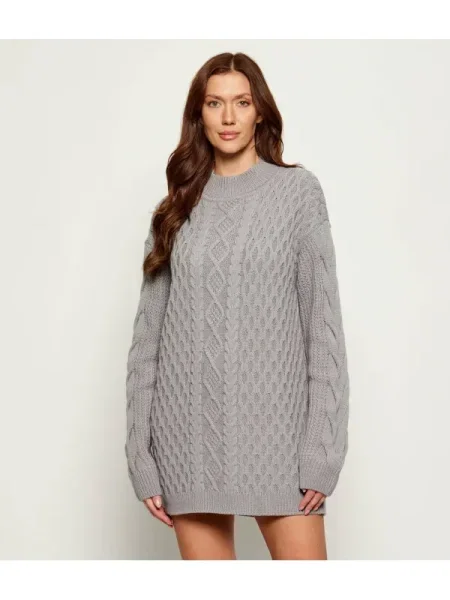 Patrizia Pepe Pulover | Oversize fit cu adaos de lână gri