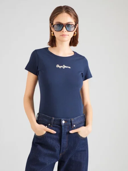 Pepe Jeans Tricou bleumarin / galben alb