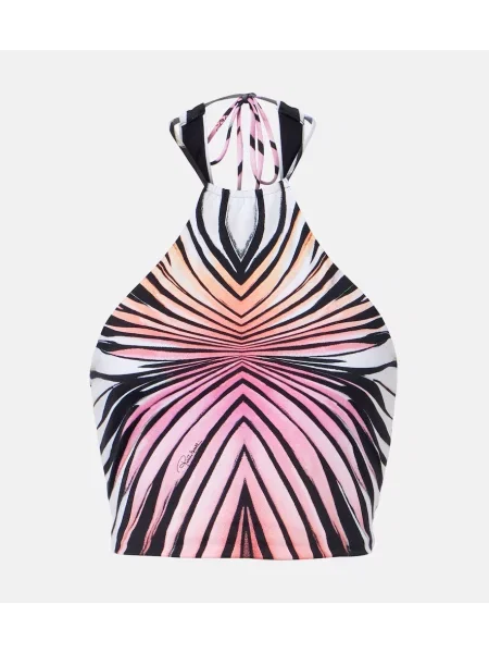 Top Roberto Cavalli cu imagine plasă cu gât halter