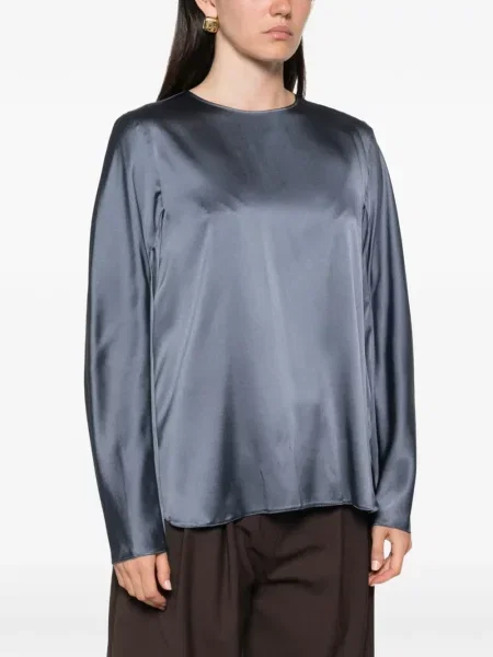 Lung cămașă Max Mara din satin albastru