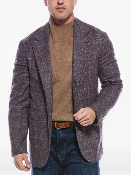 Καρό μπλέιζερ Brunello Cucinelli μωβ