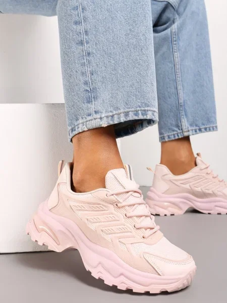 Sneakers Amrogia pe Platformă Joasă cu Inserții Decorative roz