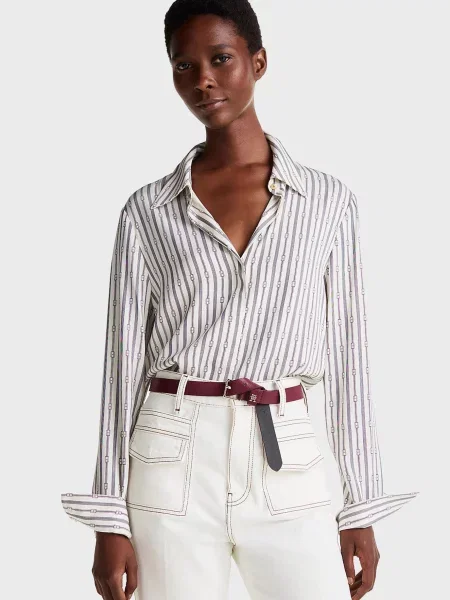 Смугаста твілова блуза Tommy Hilfiger біла