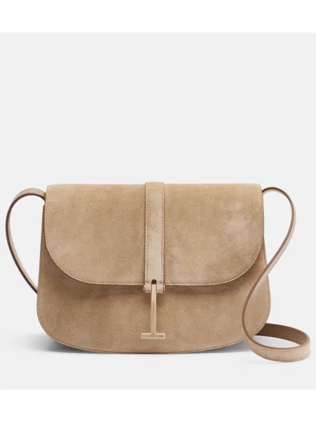 Geanta crossbody Tom Ford din piele de căprioară bej