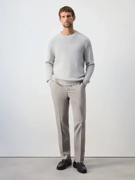 Sweter dzianina o średniej gramaturze lodowy Mężczyzna S MANGO MAN szary