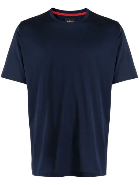 Tricou Kiton cu broderie scurt albastru