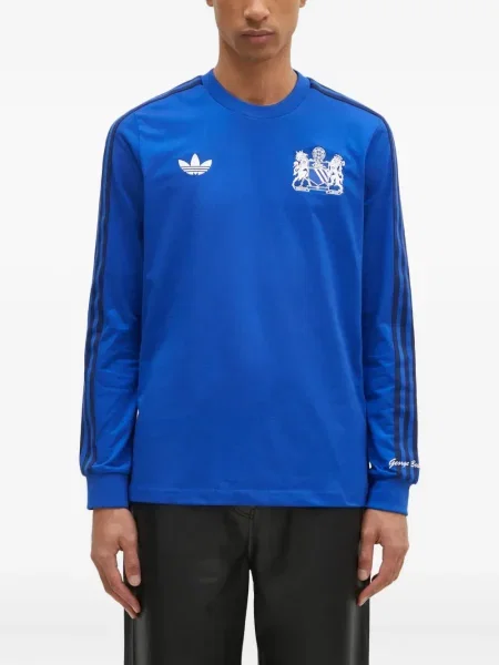 Długie sneakersy Adidas Spezial zamszowe w paski niebieskie