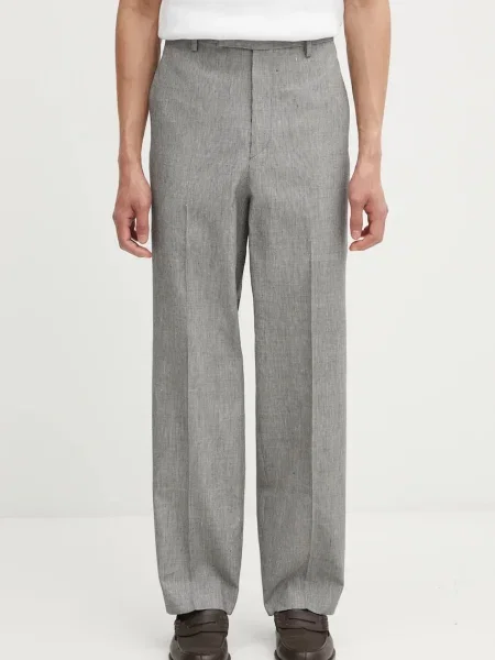 Visvim spodnie z dodatkiem wełny WIDE SLACKS SANTOME czarne