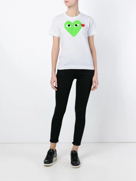 Tričko Comme Des Garçons Play s potiskem se srdcovým vzorem bílé