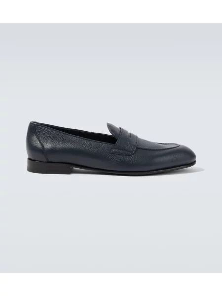 Pantofi loafer Brioni din piele albastru