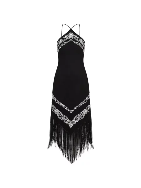 Rochie midi Twinset cu broderie de costum negru