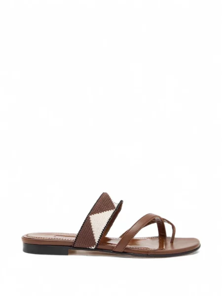 Sandale Manolo Blahnik fără toc maro