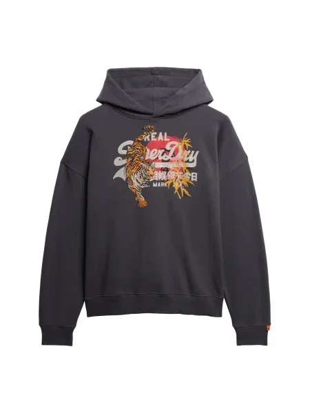 Superdry & Co Majica Tokyo temno siva / oranžna / temno oranžna bela