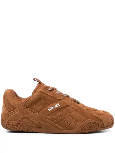 Sneakerși Versace din piele de căprioară maro