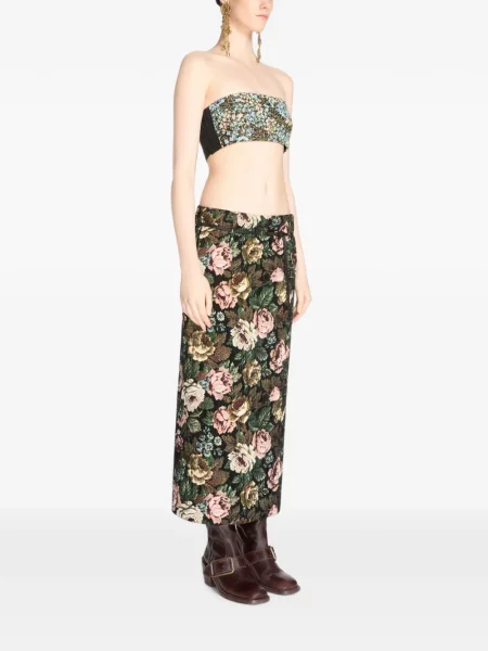 Top Dries Van Noten cu model floral negru