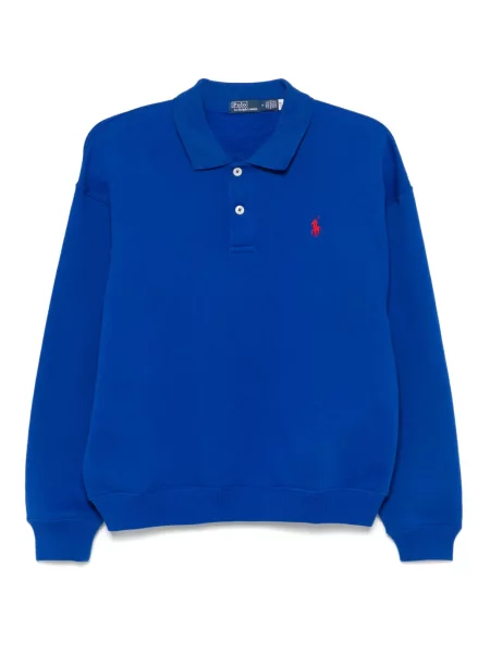 Haftowane satynowe spodnie Polo Ralph Lauren do kolan czarne