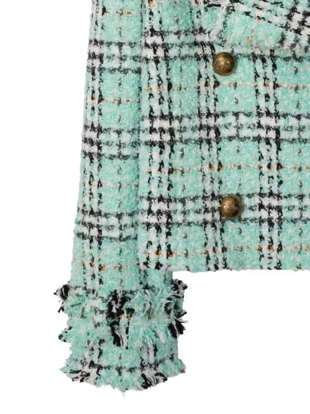 Bouclé geacă Burberry în carouri albastru