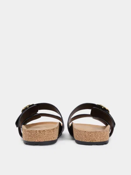 Шкіряні Шльопанці Tommy Hilfiger TH CLASSIC CORK SANDAL LEATHER чорний