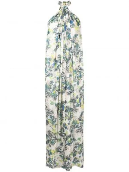 Sukienka maxi Bambah z nadrukiem w tropikalny nadruk garniturowa zielona