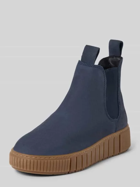 Buty chelsea z naturalnej skóry bydlęcej Tamaris granatowe