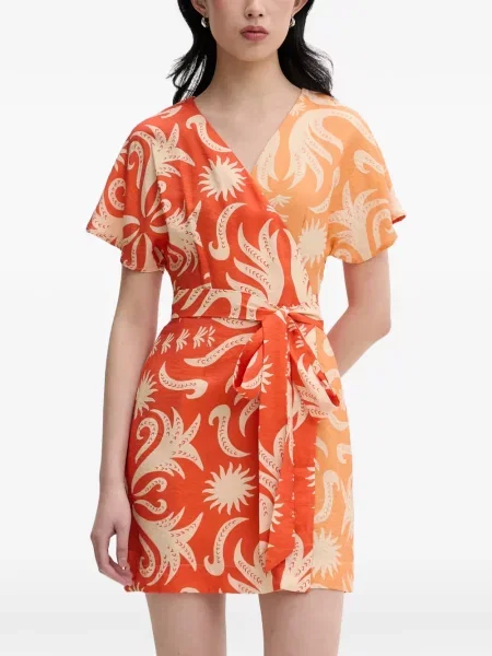 Rochie mini Never Fully Dressed cu imagine cu imprimeu abstract plic portocaliu