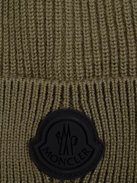 Căciulă Moncler tricotate cu nervuri verde