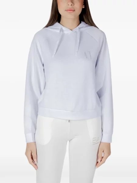 Hanorac cu glugă Armani Exchange cu imagine alb