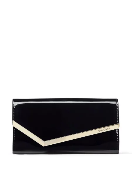 Geantă plic Jimmy Choo din piele de lac negru