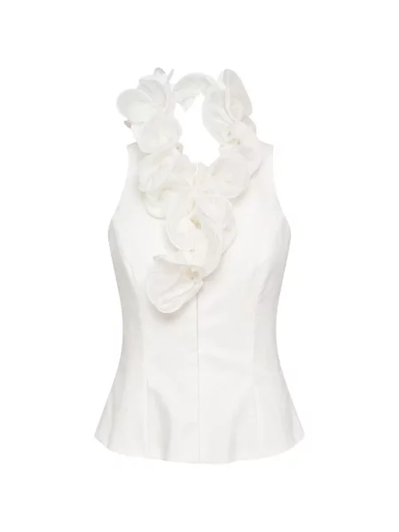 Top Stolen Stores cu model floral cu aplicații cu gât halter alb