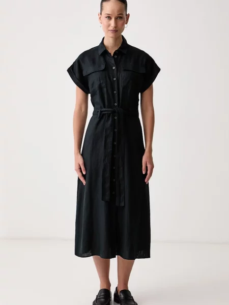 United Colors of Benetton rochie evazată din in negru