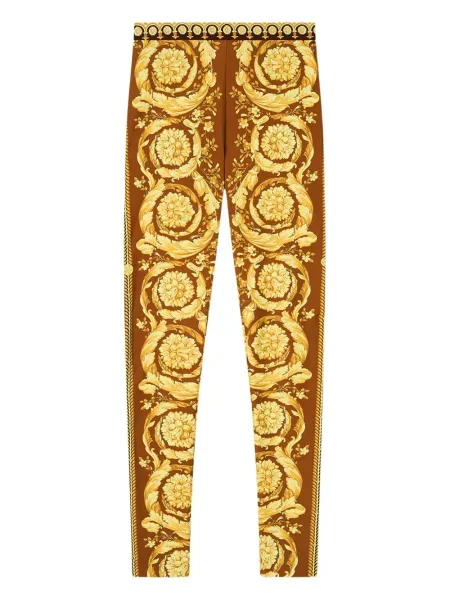 Legginsy Versace z nadrukiem brązowe