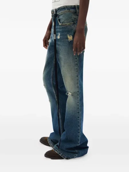 Blugi cu croială tip bootcut Ann Demeulemeester zdrențuiți albastru