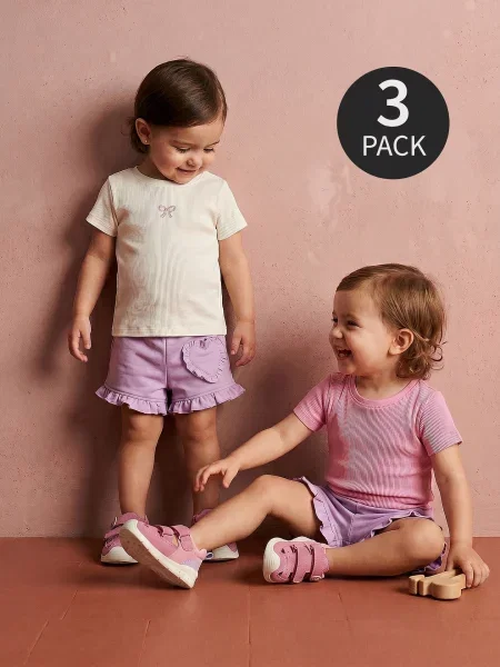 Sinsay trička z vroubkovaného úpletu 3 pack krémová