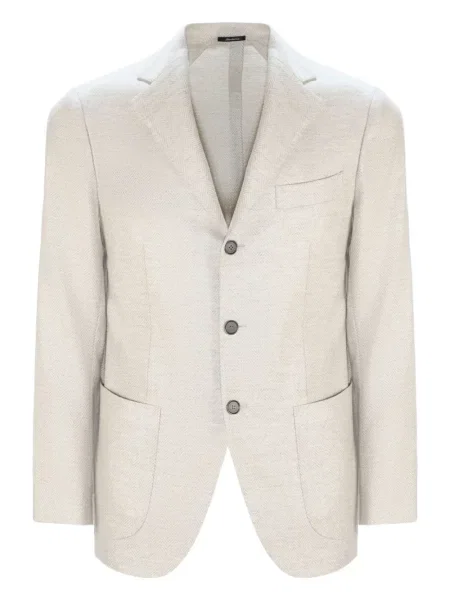 Jednořadé sako Sartorio Napoli se vzorem rybí kosti