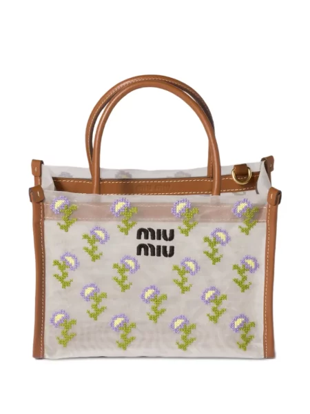 Top Miu Miu plasă alb