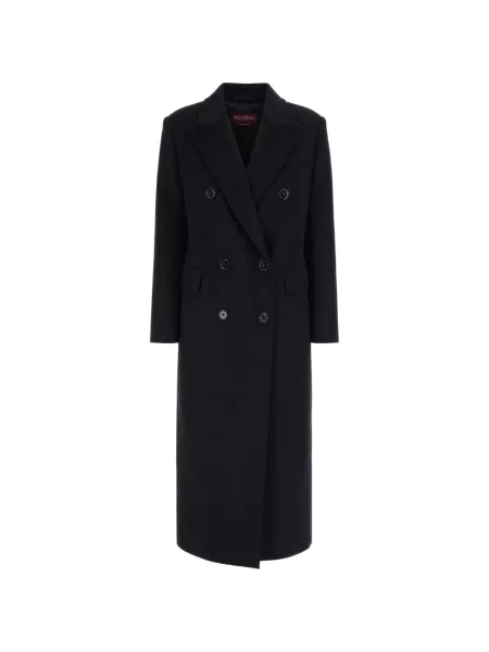 Palton Max Mara de lână cu două rânduri de nasturi negru