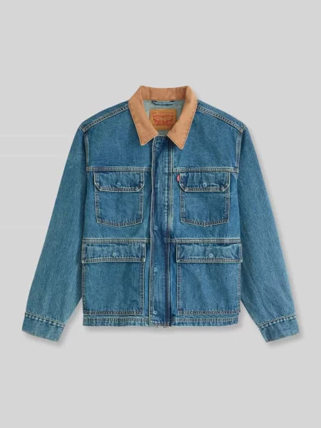 Kurtka jeansowa o luźnym kroju z czystej bawełny z kołnierzem ze sztruksu Levi's niebieska