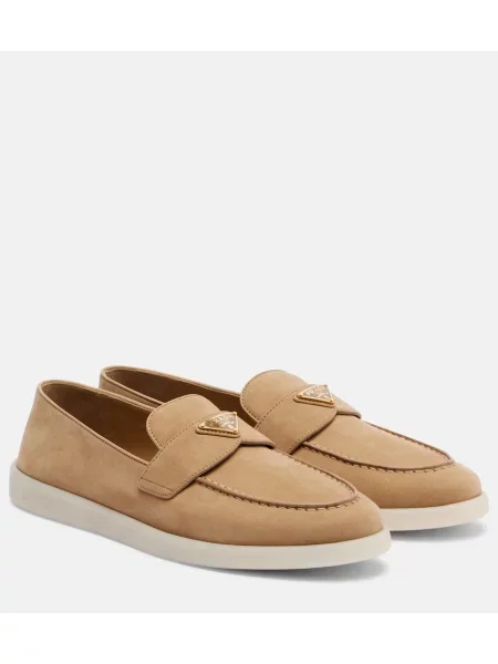Pantofi loafer Prada din piele bej