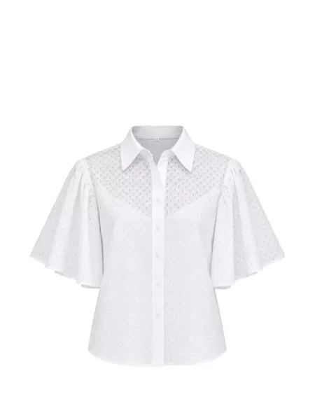 Cămașă Karl Lagerfeld cu broderie evazată alb