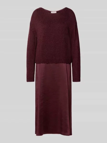 Sukienka midi z efektem dwóch warstw Robe Légère bordowa